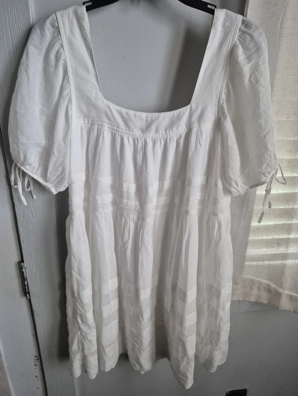 J. Crew White Calliste Mini Dress with Puff Sleeves